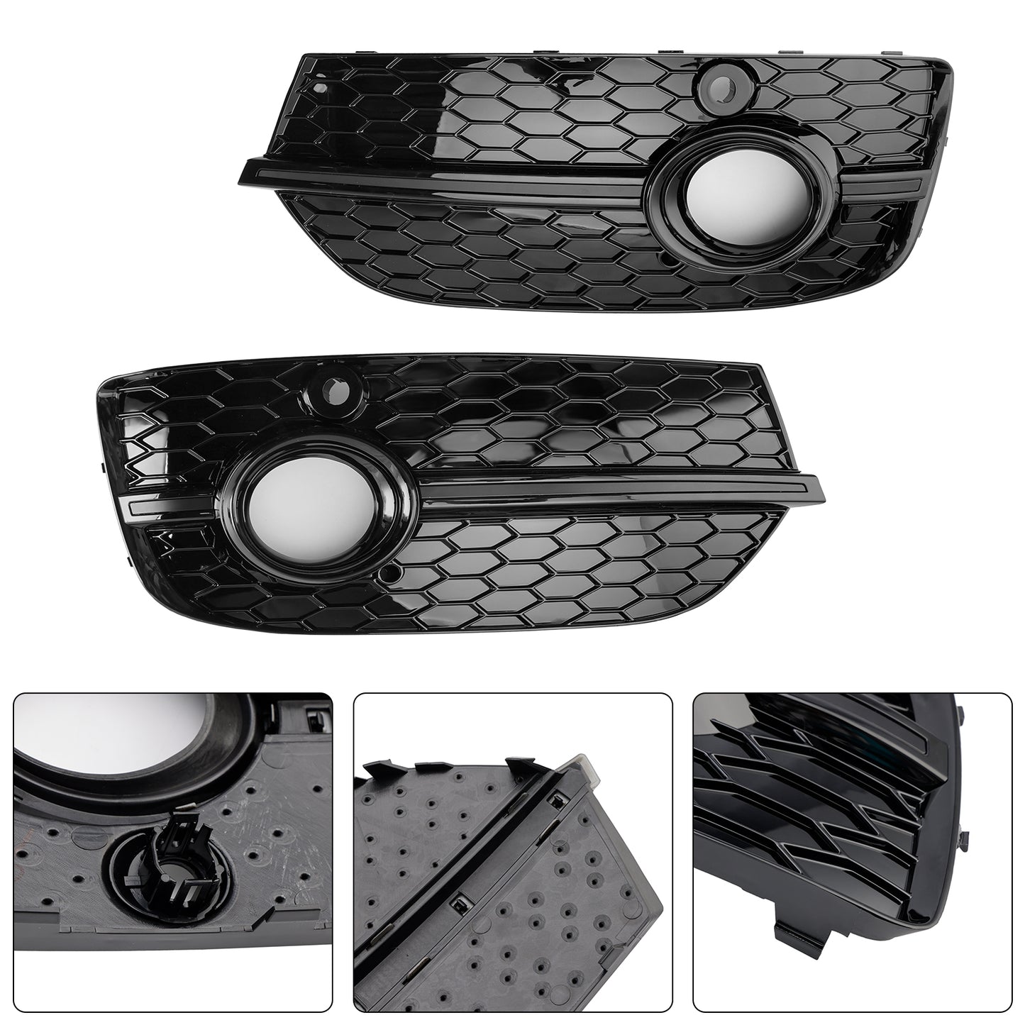 RSQ3 Style Honeycomb Front Fog Light Covers Fit Audi Q3 2013-2015 Gloss Black