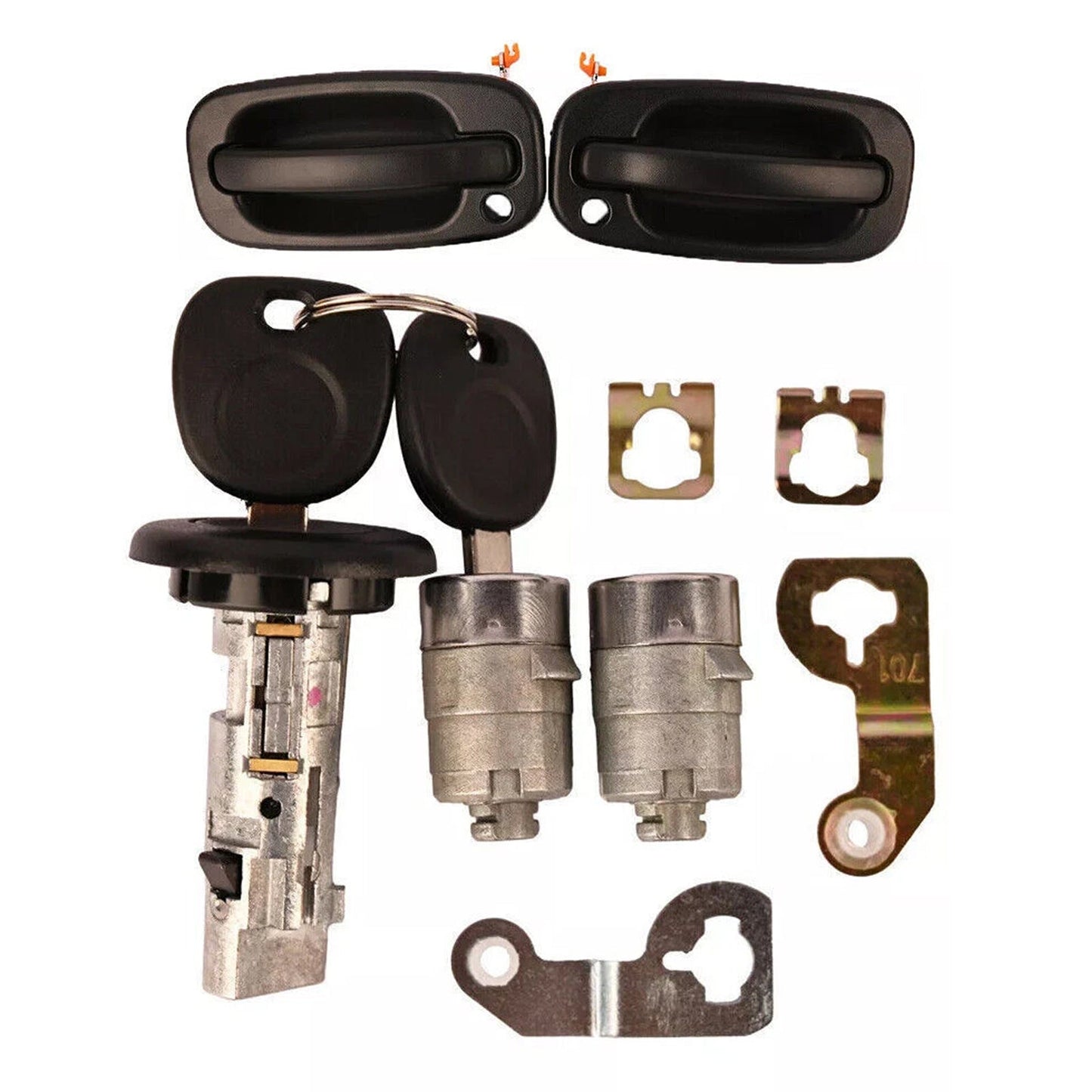 Exterior Door Handle & 2 Door Lock Set & 2 SAME KEYS For GM Chevy 2001-2006