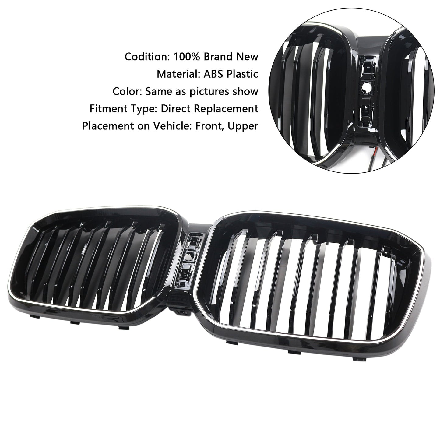 2022-2025 BMW X3 G01 X4 G02 Double Slat Glossy Black Bumper Kidney Grille