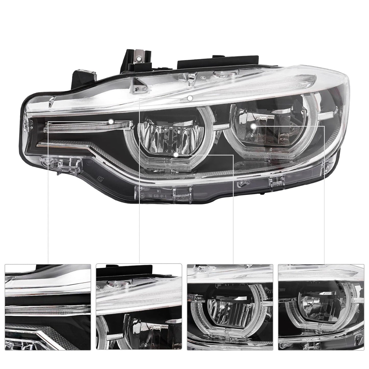 Left+Right LED Headlight For BMW 3 Series F30 F31 2016-2019 Without AFS