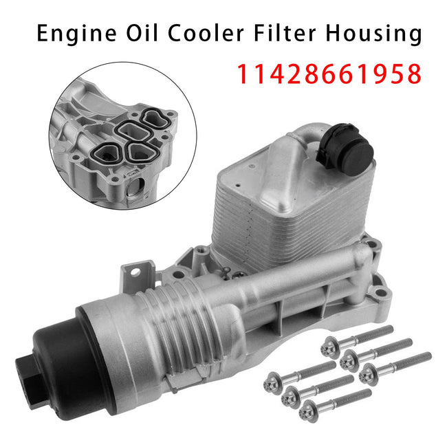 11428661958 Engine Oil Cooler Filter Housing For BMW X2 228i xDrive Gran Coupe L4 2.0L 2020 2021-2023