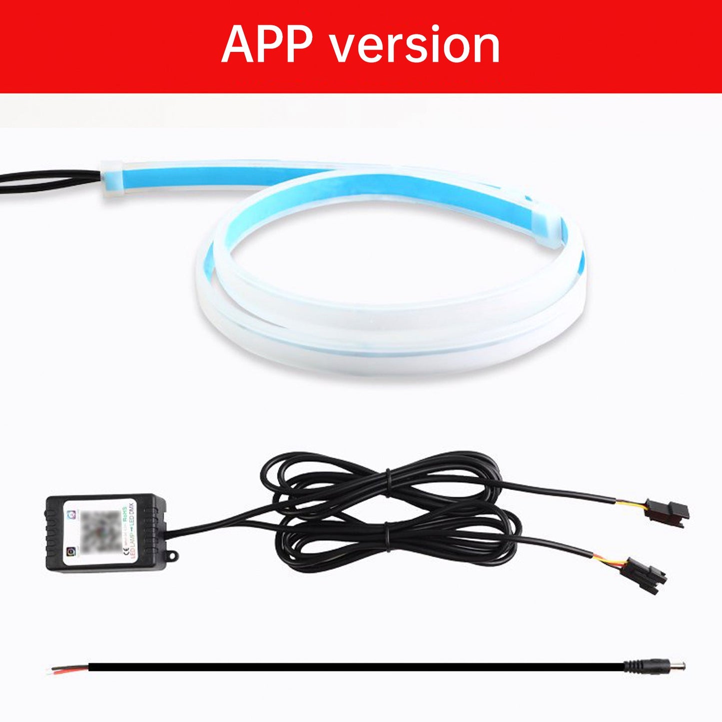 Ultra Thin Car LED Headlight Daytime Running Iridescent Light Eyebrow Strip With APP Controller 45cm