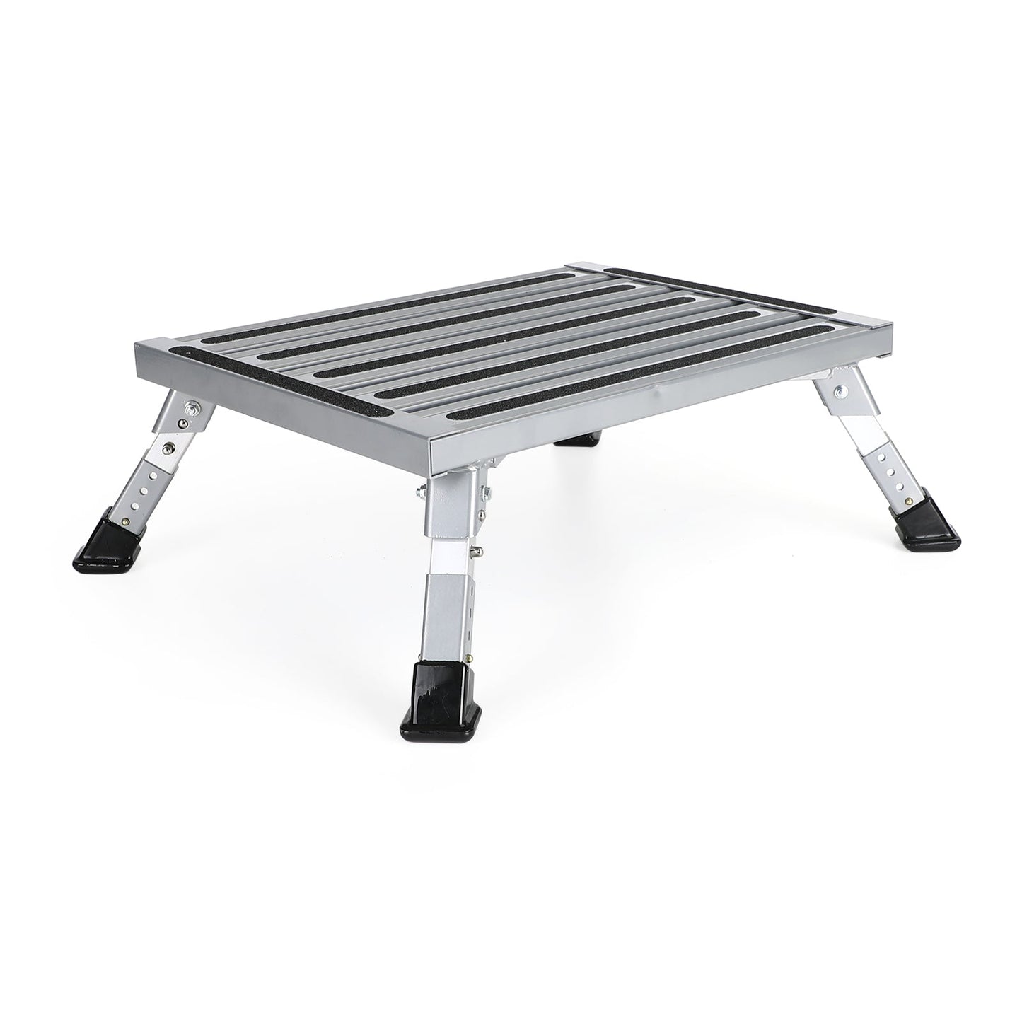 Folding Aluminum RV Step with Platform Stool Trailer Camper Working Ladder Portable