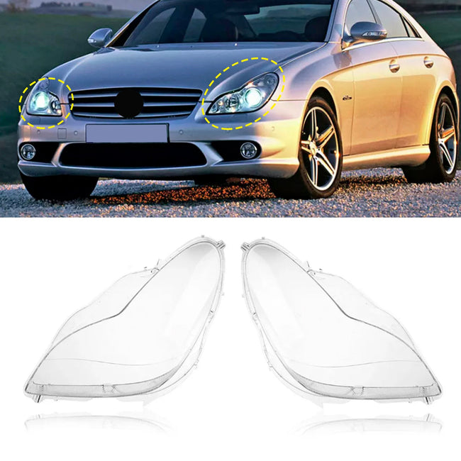 2006-2011 Mercedes W219 CLS350 CLS500 2PCS Front Headlight Glass Clear Cover