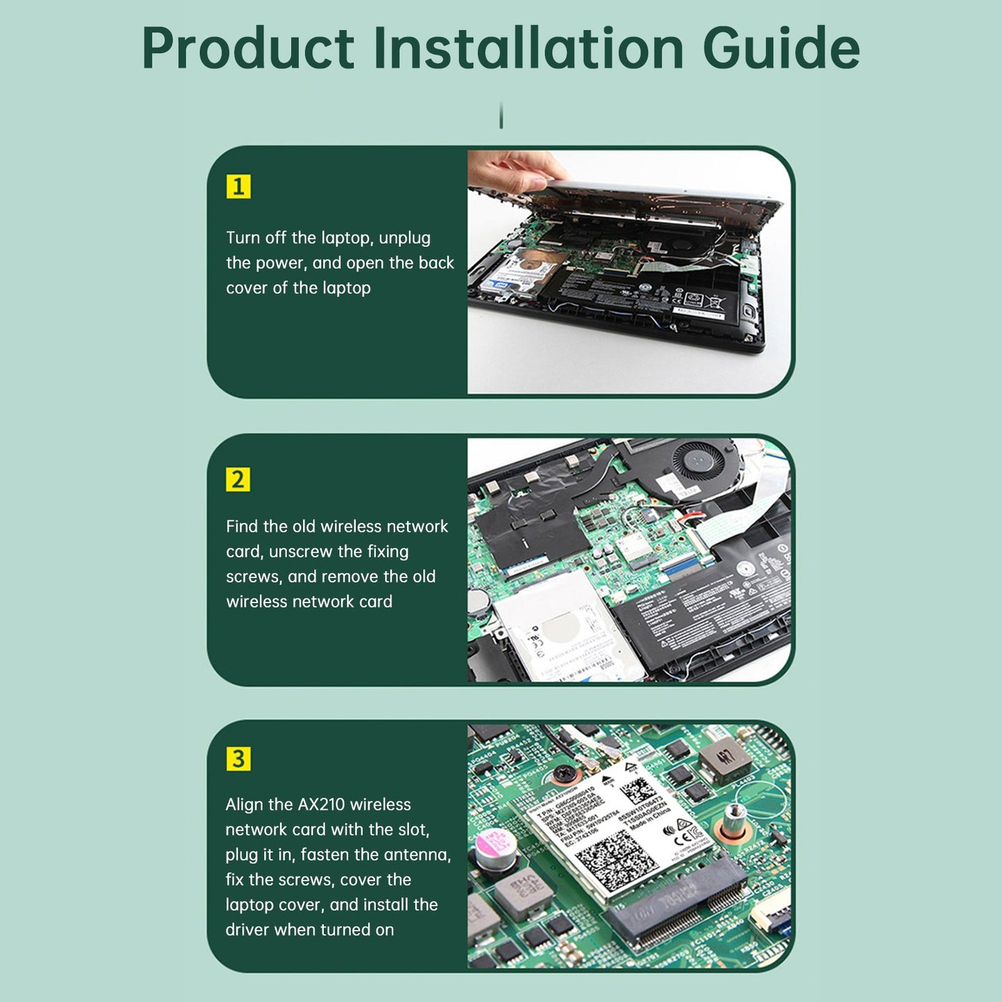 AX210 Module Bluetooth 5374Mbps High-Speed Gigabit Network Card Supports WIFI6