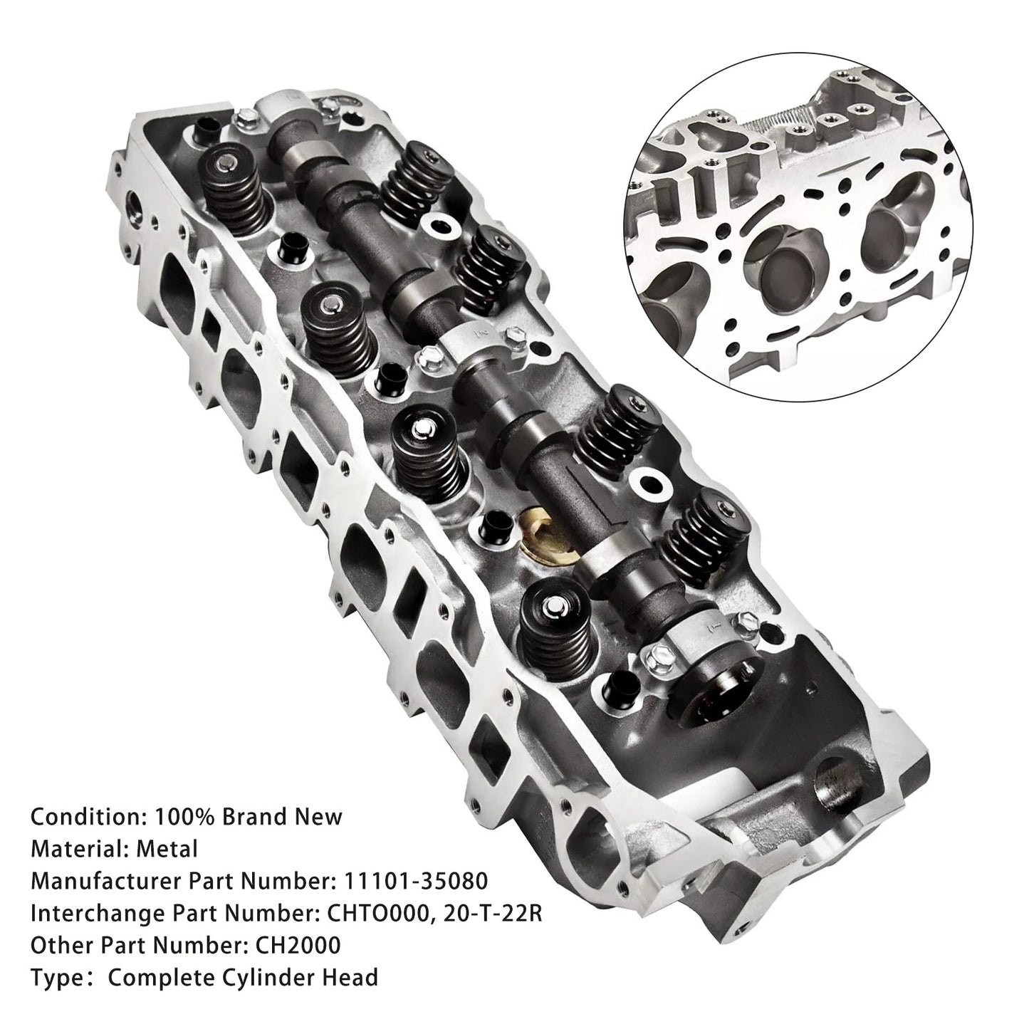 1985-1995 Toyota PickUp 2.4L SOHC 8v 4Cyl Complete Cylinder Head 11101-35080