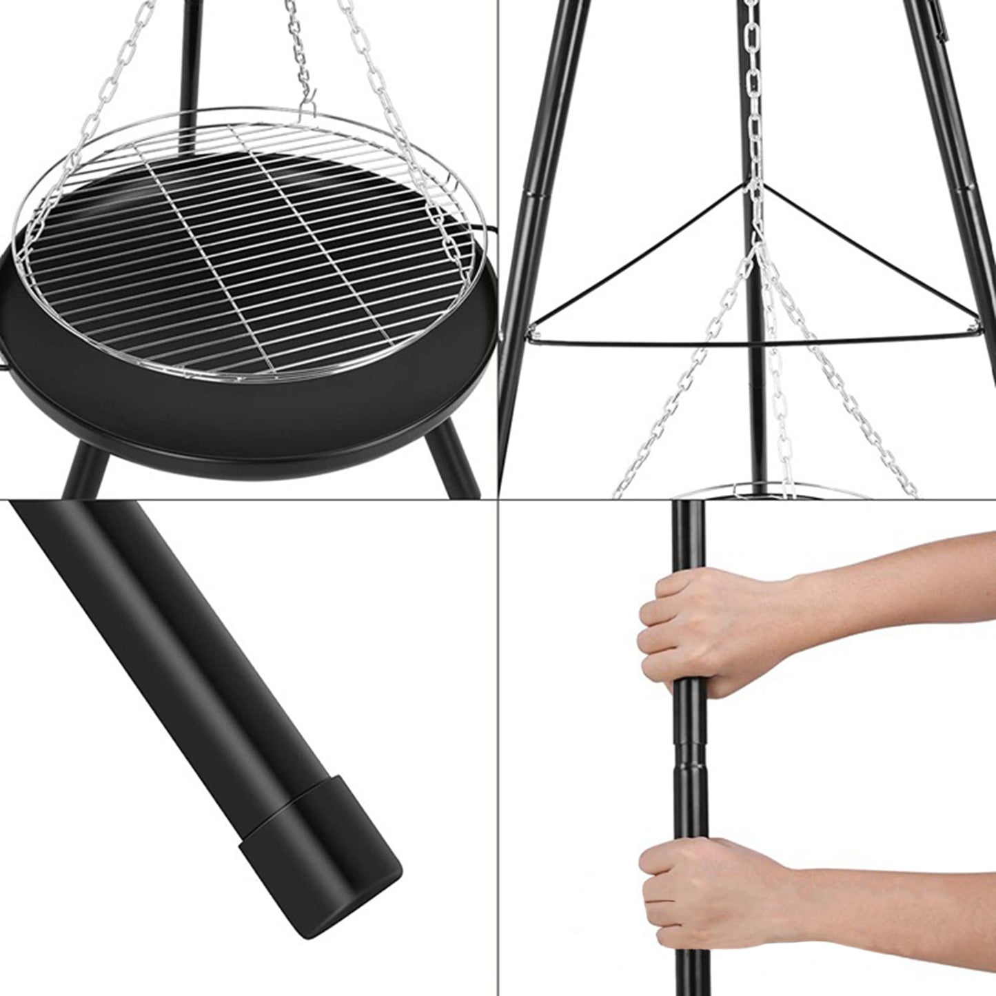 Tripod Outdoor Fire Pit BBQ Round Bowl Garden Patio Extra Large Barbecue Grill