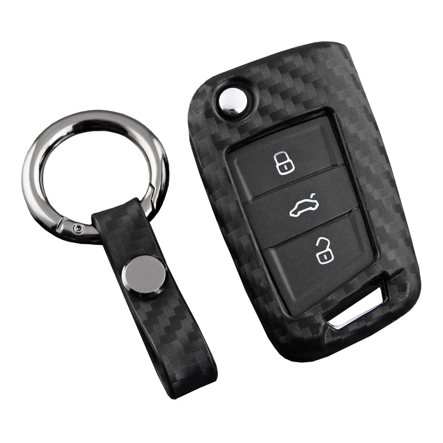 Leather Silicone Car Key Case Cover With Buckle For Volkswagen Golf MK7
