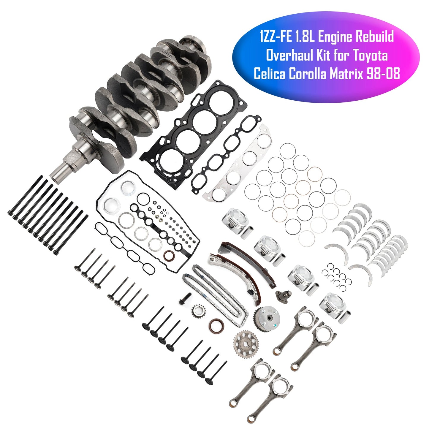 2003-2008 PONTIAC VIBE 1.8L Engine Rebuild Overhaul Kit 1ZZ-FE 11071-22010 13401-22020 Generic