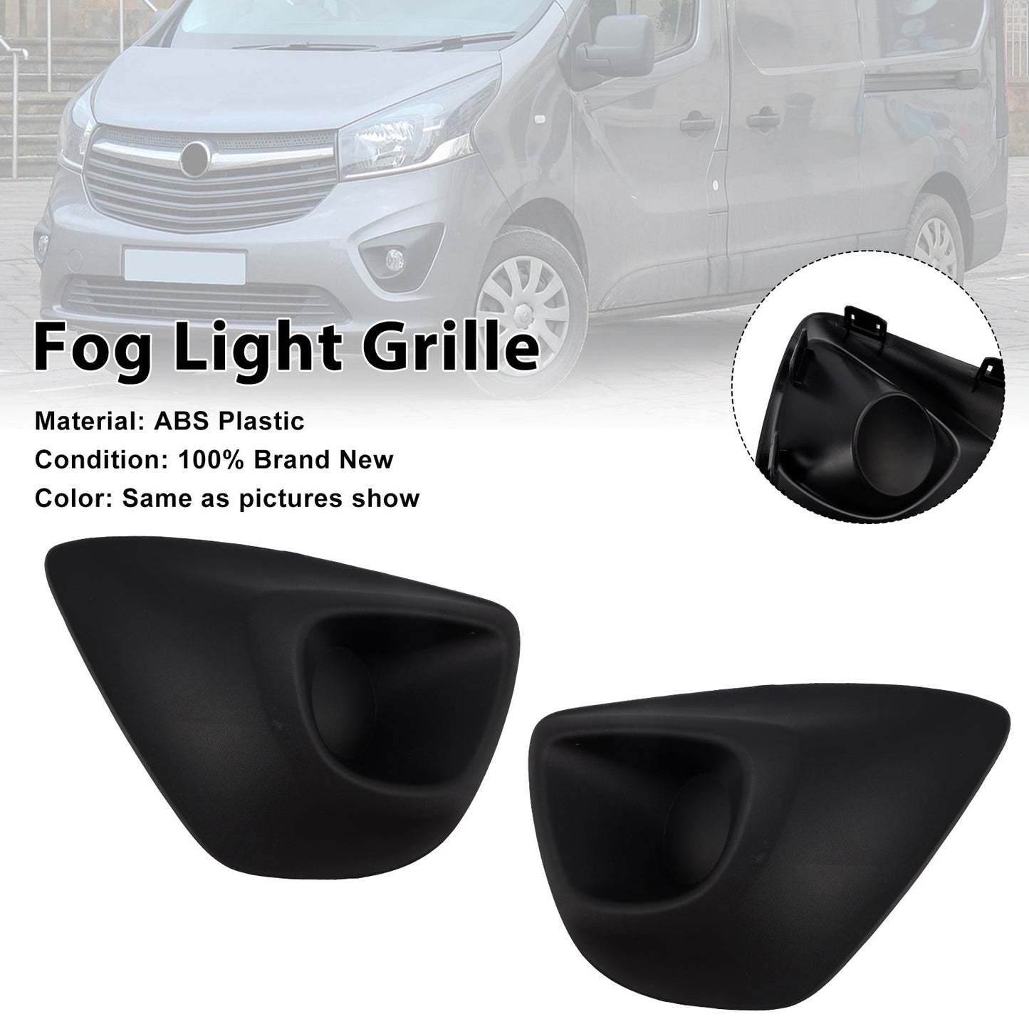 2015-2019 Vauxhall Vivaro B MK2 2PCS Front Bumper Fog Light Cover Grille