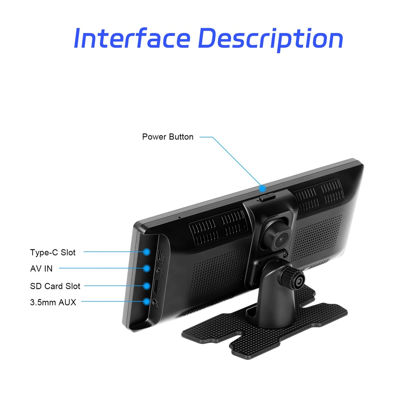 10.26" Portable Bluetooth Car Navigation Wireless Carplay Car Radio AHD Camera