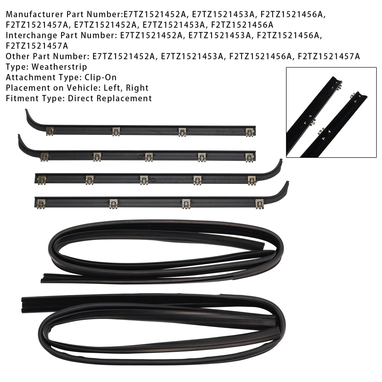 1987-1996 Ford F150 Truck Front Window Sweep 4PCS Door Window Seal Belt Weatherstrip+2PCS Seal Kit