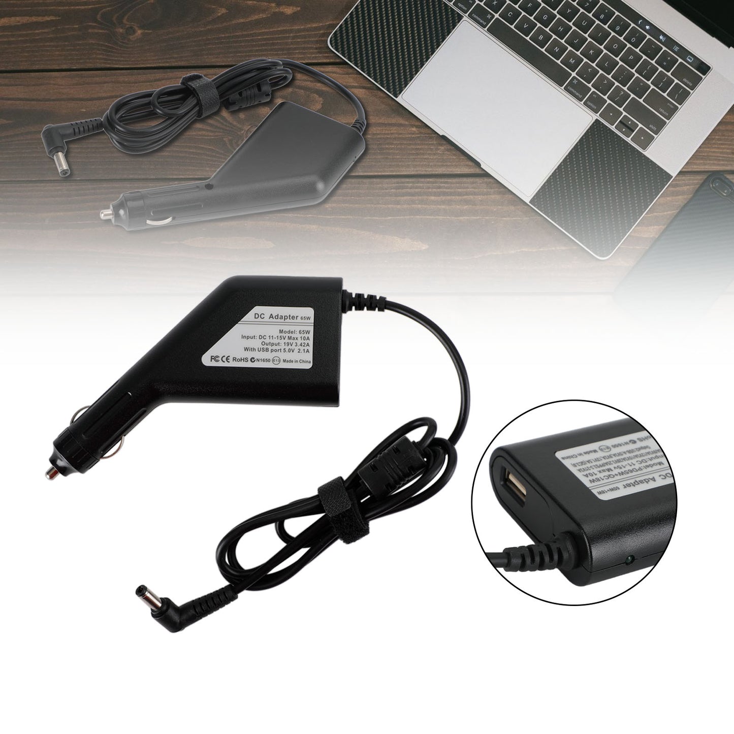 65W 19V 3.42A Car Charger laptop computers Power Adapter for Acer Asus dell