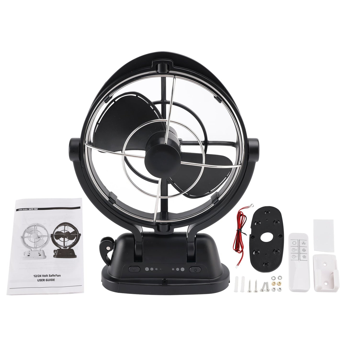 12V/24V Auto-Sensing Low-Power Draw Fan For Boats and RV Black