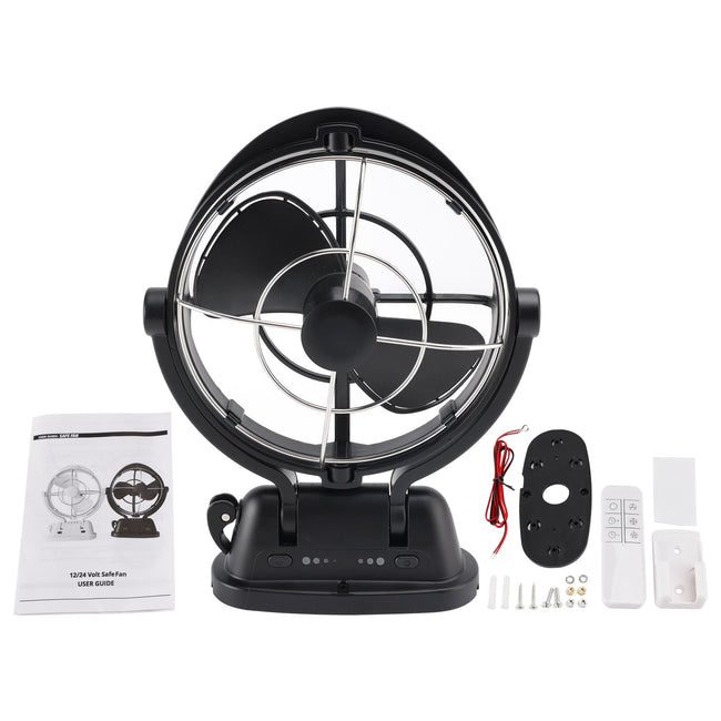 12V/24V Auto-Sensing Low-Power Draw Fan For Boats and RV Black