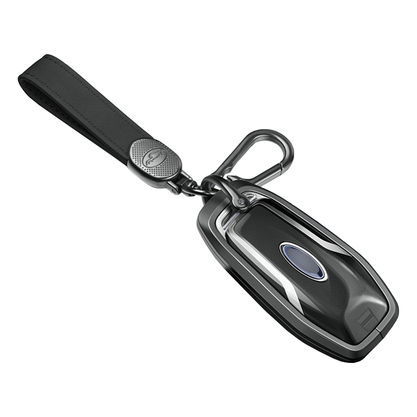 Aluminum Alloy TPU Black Car Key Case Cover With Buckle For Ford