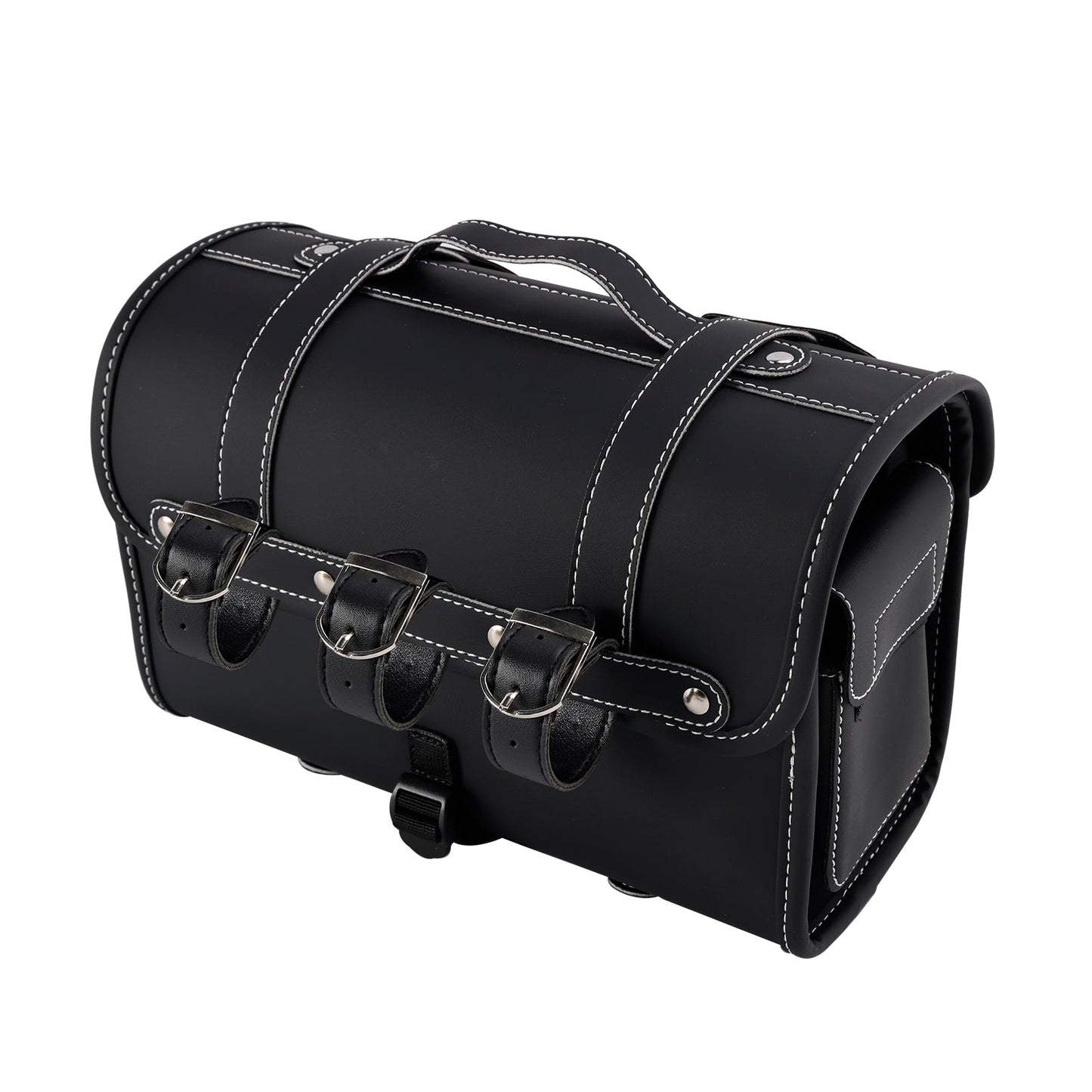 Universal Saddlebag Side Storage Bag Pannier Luggage Pu For Motorcycle Black