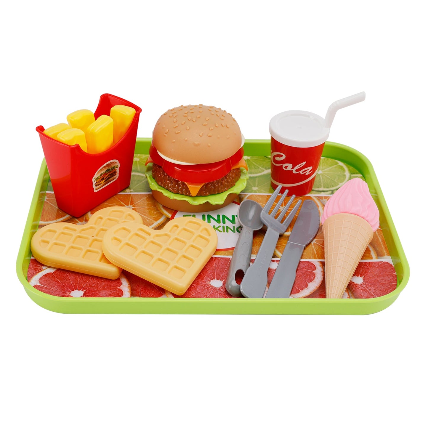 Hamburger Waffles Fries Drink Play Food Kitchen Set Children Toy Set For Kid