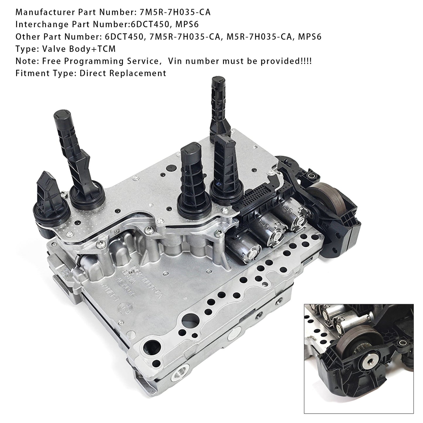 2010-2011 LAND ROVER FREELANDER(LR2) 2.0L 2.2L 6DCT450 MPS6 7M5R-7H035-CA Transmission Mechatronic Valve Body+TCM