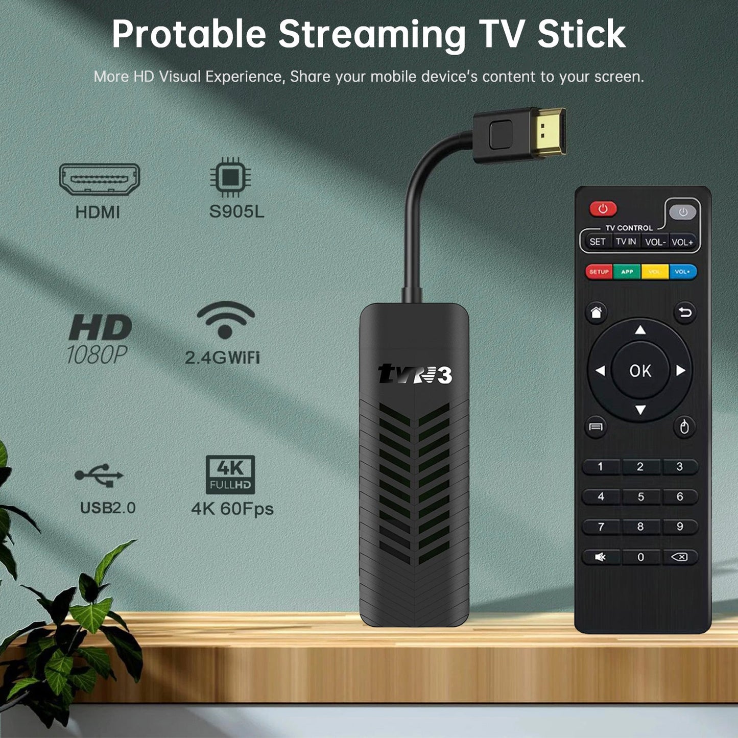 TVR3-S TV Stick Android14.0 Ram 1GB ROM 8GB Dongle Set-Top Box 4K Player TV BOX