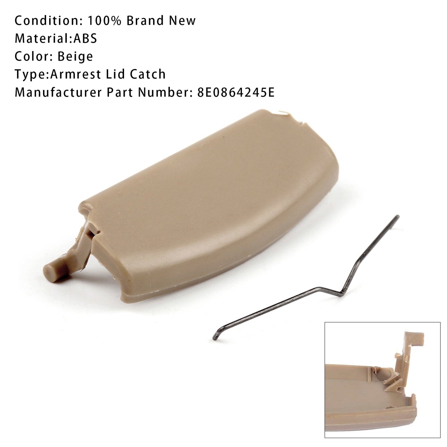 2001-2008 Audi A4 B6 B7 Beige Console Center Armrest Lid Latch 8E0864245E