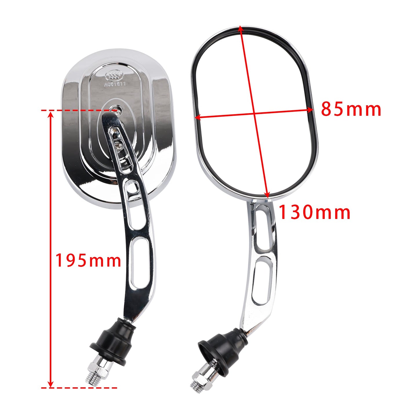 Pair of Chrome Mirrors Left & Right Mirror Set 10mm For Motorcycle Chopper