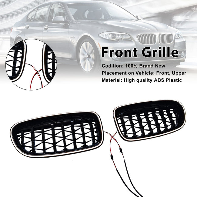 Gloss Black Kidney Bumper Grill Grille Fit BMW 5 Series F10 F11 2010-2016