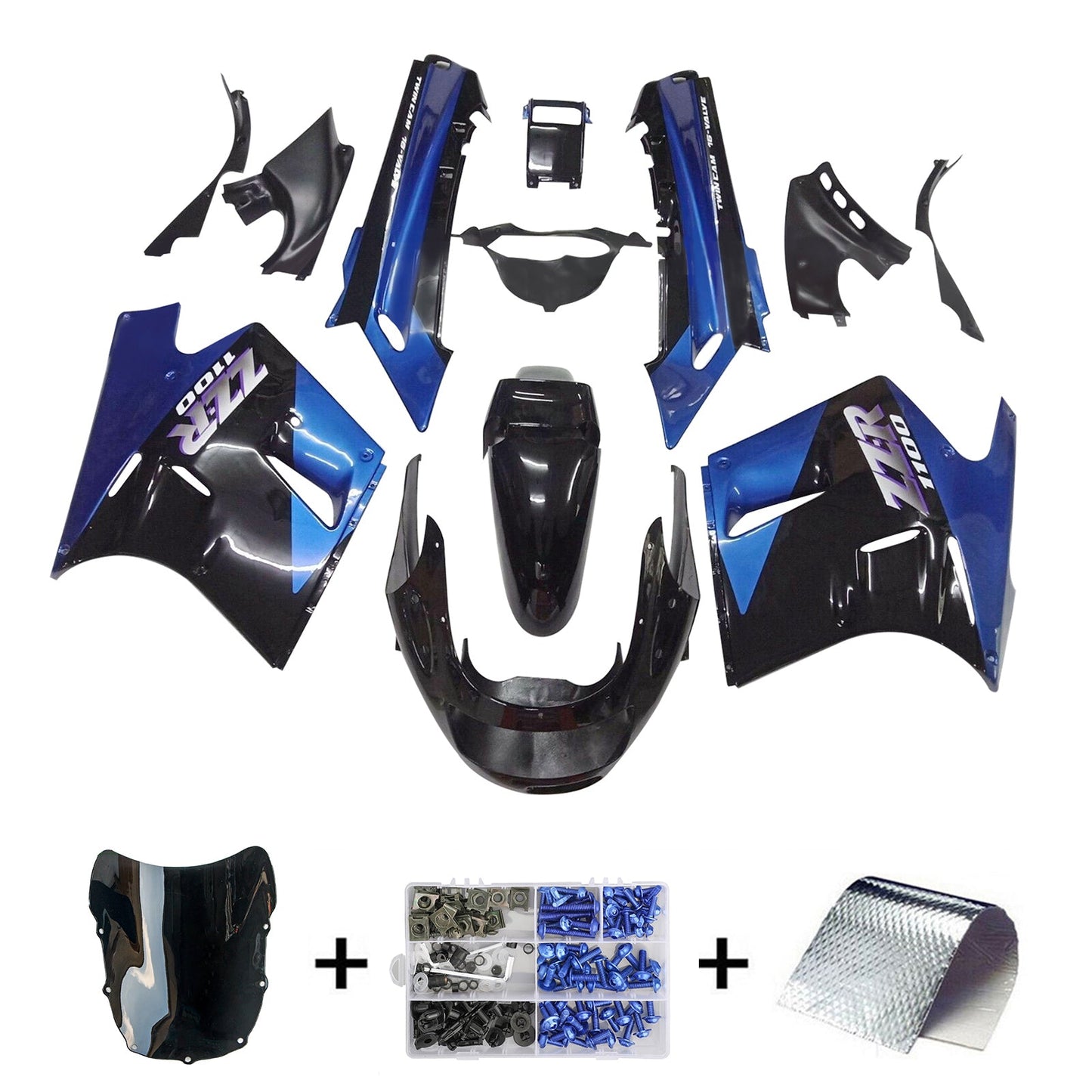 1990-1992 Kawasaki ZZR1100 Injection Fairing Kit Bodywork ABS