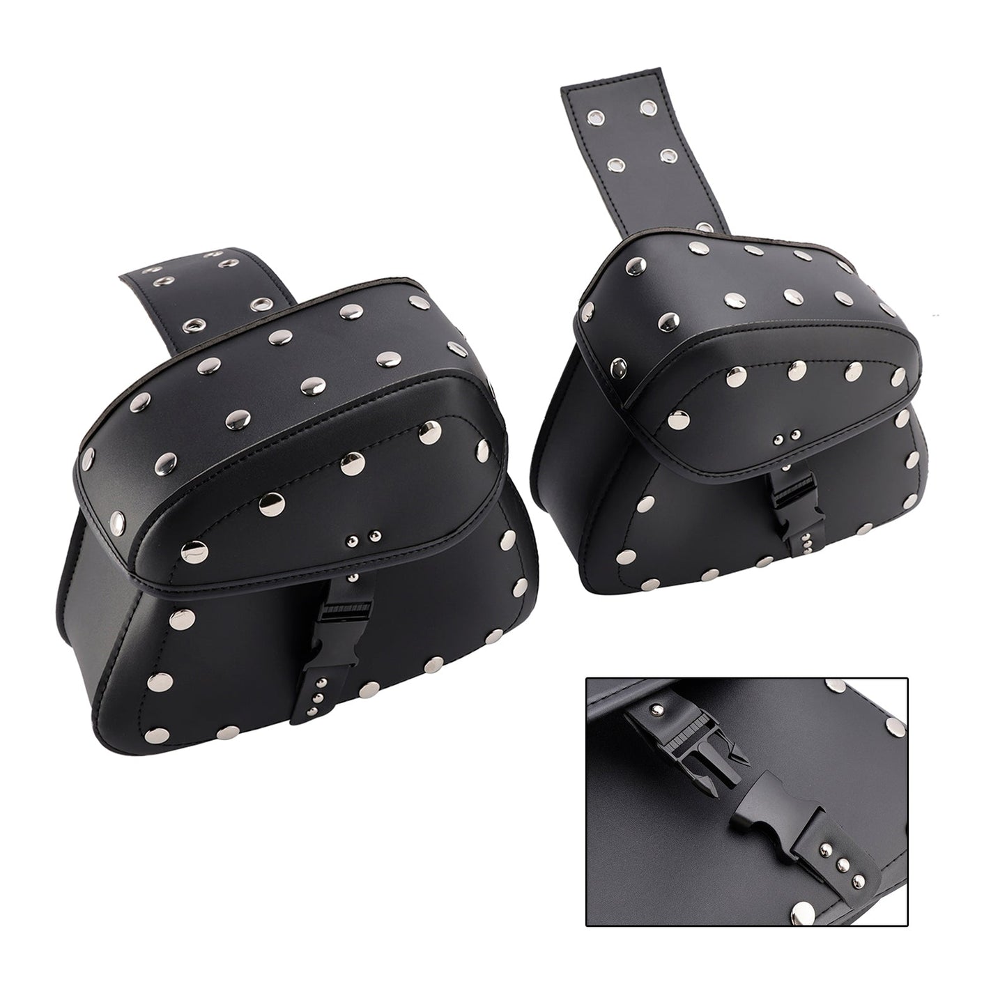 Universal Saddlebag Side Storage Tail Bag Pu Luggage Black 22L For Motorcycle