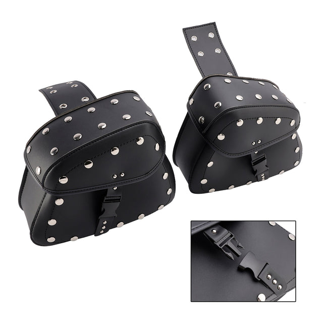 Universal Saddlebag Side Storage Tail Bag Pu Luggage Black 22L For Motorcycle