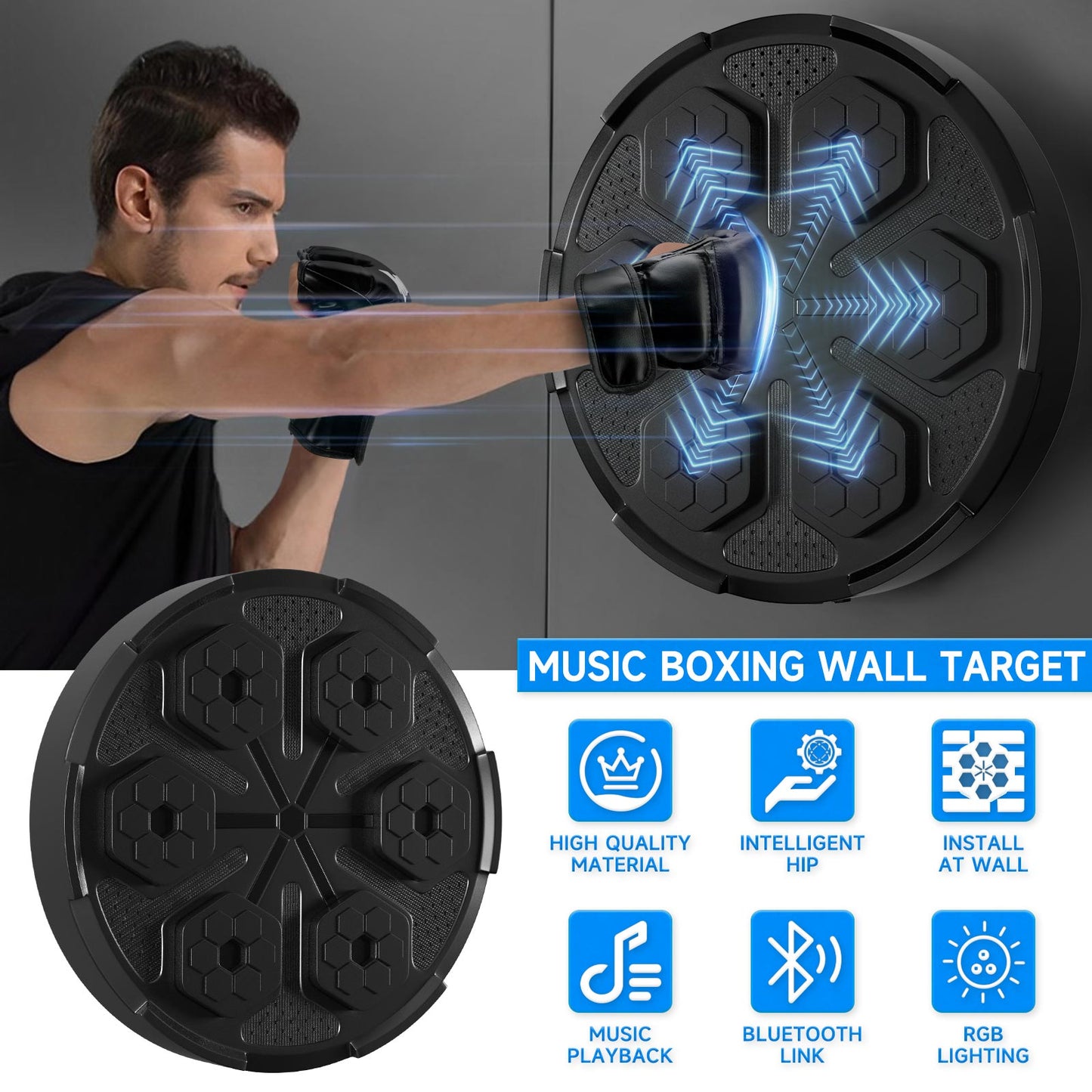 Boxing Wall Mount Training Target Bluetooth Music Indoor React Exercise Machine
