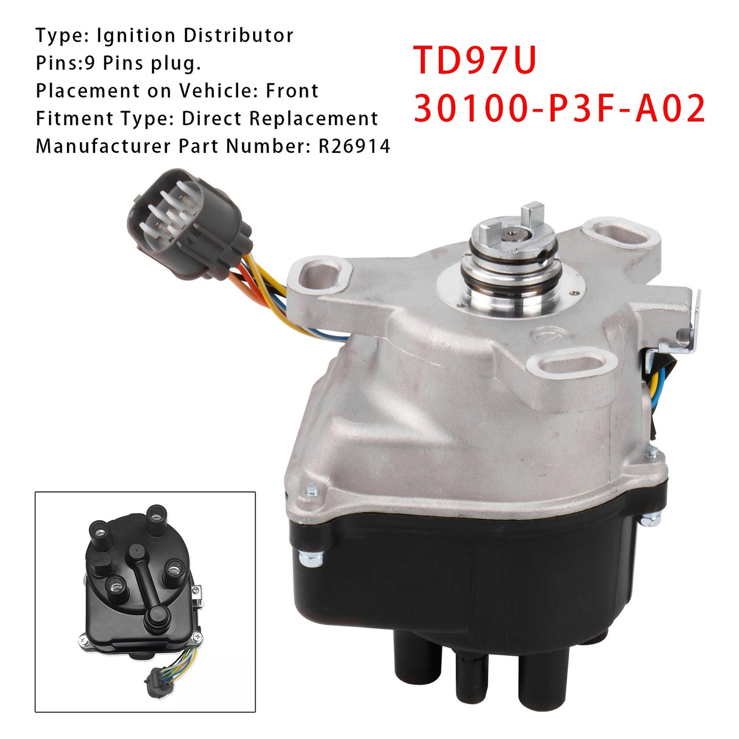 1998 Honda CRV EX L4 2.0L 1972cc MFI GAS DOHC Ignition Distributor TD97U 30100-P3F-A02