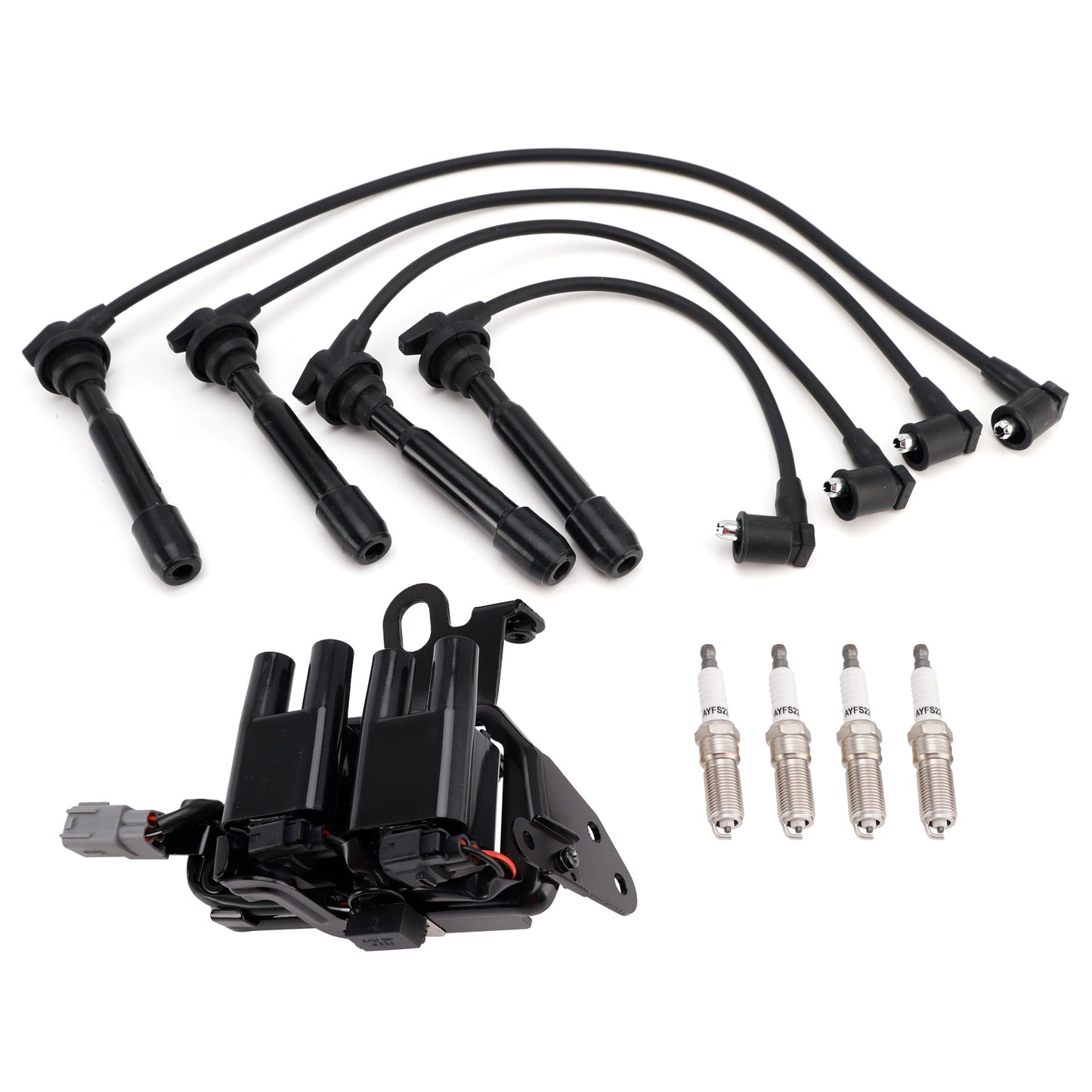 2005-2009 For Hyundai Tuscon L4 2.0L 1 Ignition Coil+4 Spark Plug+ Wires Pack 52-1772