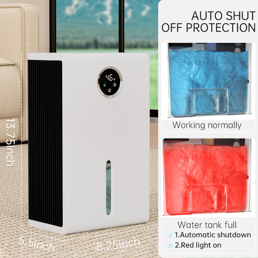 Dehumidifier 1000 sq.ft Dehumidifier for Home 2.8L Tank Quiet and Energy Saving Negative Ion Air Purification 7 Colors LED Light WithTouch Screen Portable Home Dehumidifier for Bedroom Bathroom Basement
