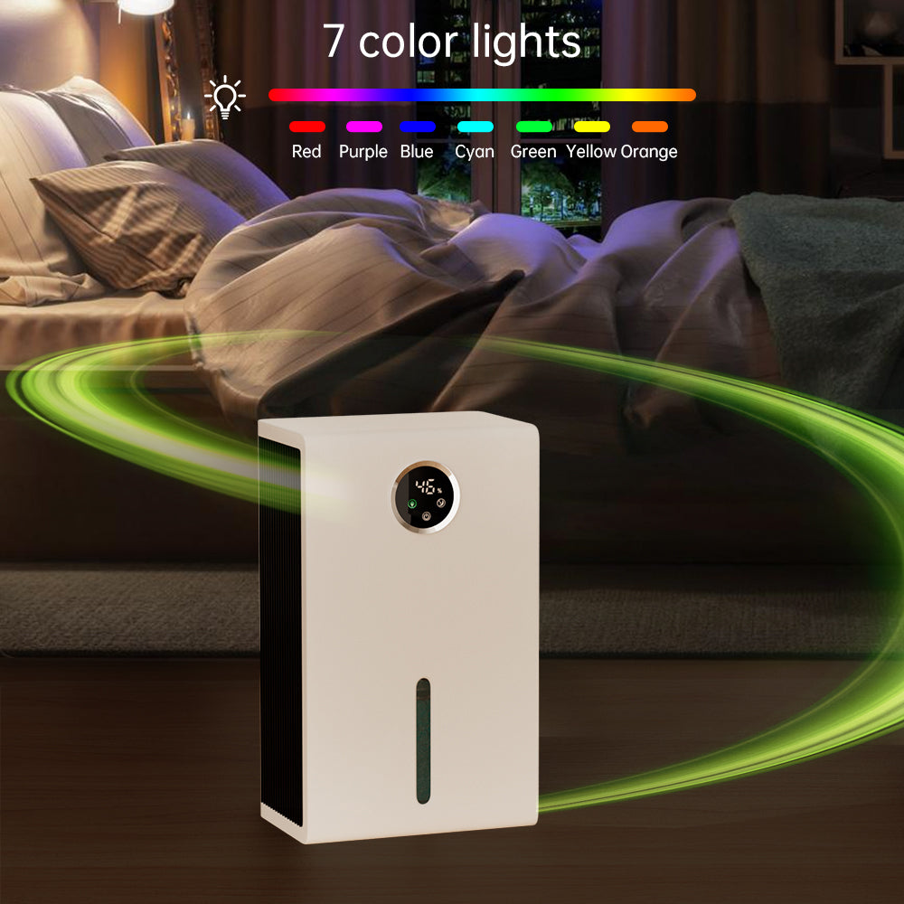 Dehumidifier 1000 sq.ft Dehumidifier for Home 2.8L Tank Quiet and Energy Saving Negative Ion Air Purification 7 Colors LED Light WithTouch Screen Portable Home Dehumidifier for Bedroom Bathroom Basement