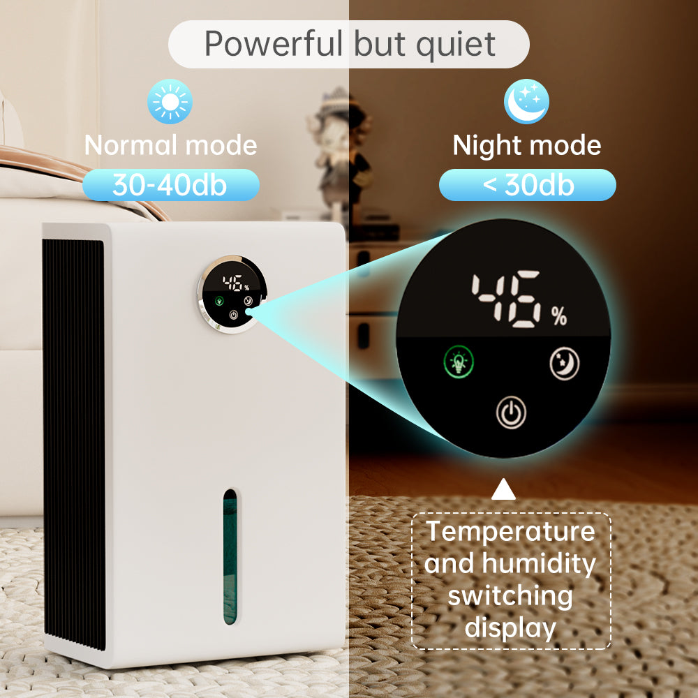 Dehumidifier 1000 sq.ft Dehumidifier for Home 2.8L Tank Quiet and Energy Saving Negative Ion Air Purification 7 Colors LED Light WithTouch Screen Portable Home Dehumidifier for Bedroom Bathroom Basement