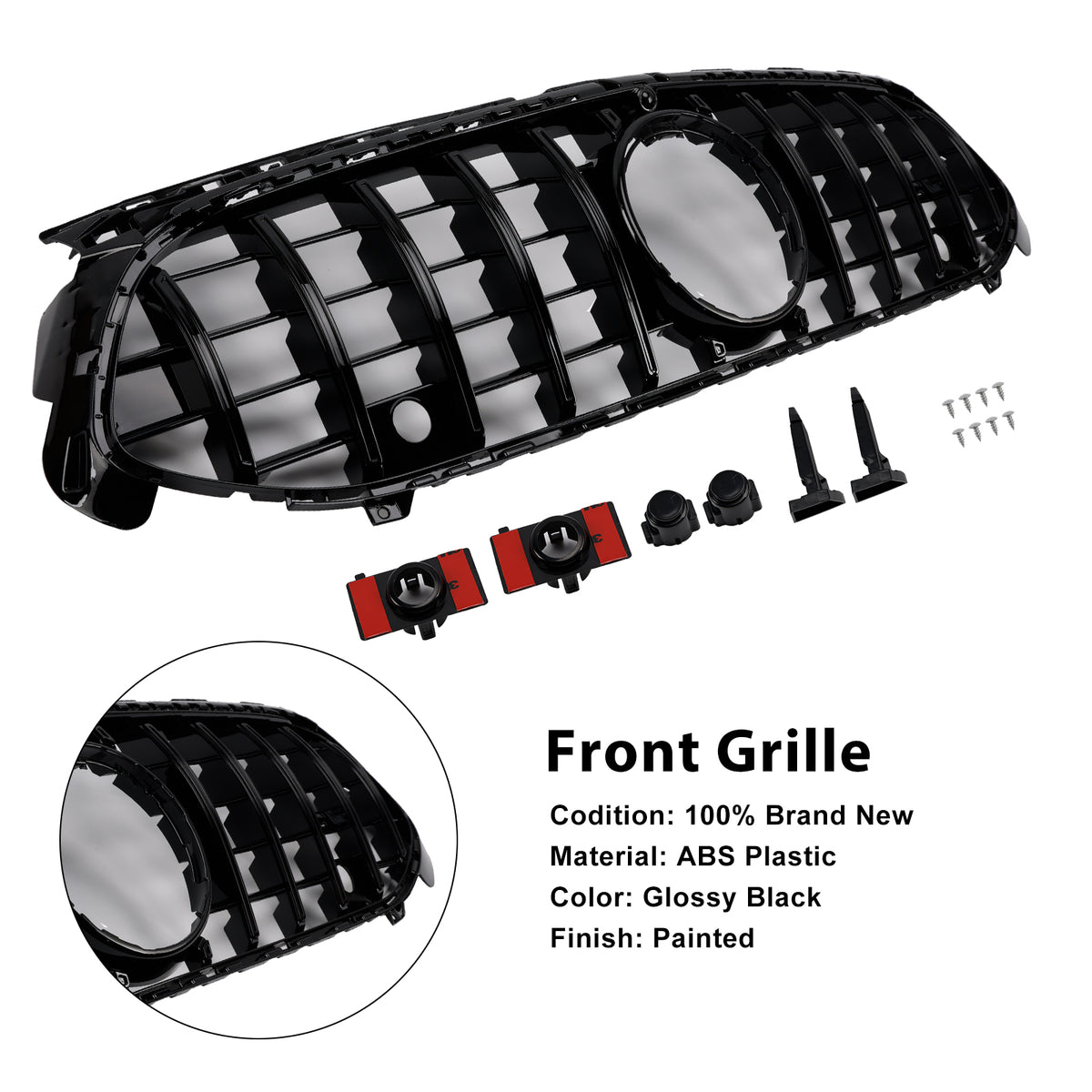 Gloss Black Front Grill Grille Fit Mercedes A-Class W177 A35 A180 2023-2025