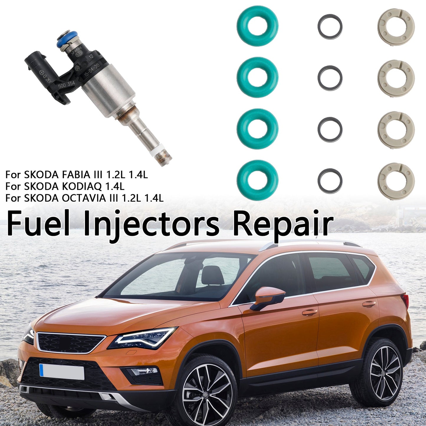 4PCS Fuel Injector Service Kit O-Ring 0261500354 Fit Audi Fit Skoda 1.2L 1.4L