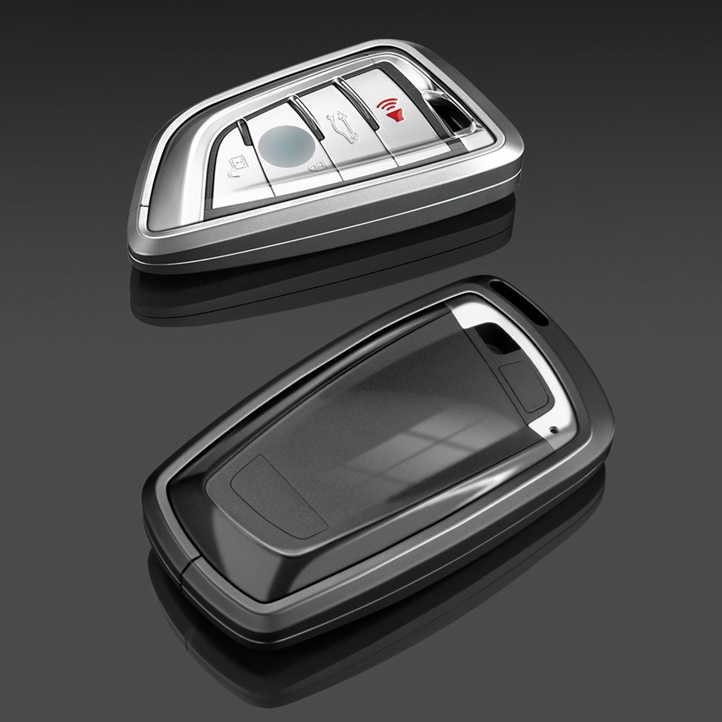 Aluminum Alloy TPU Silvery Car Key Case Cover With Buckle For Ford