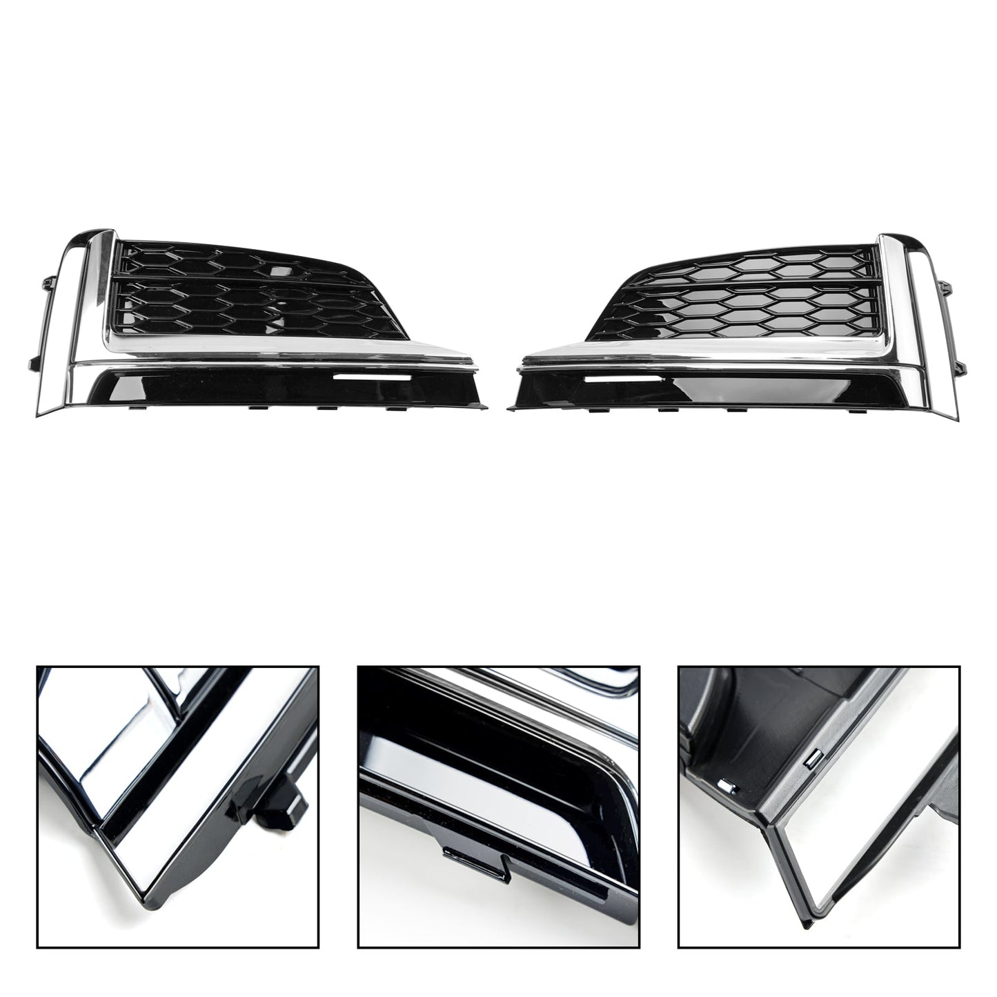 2PCS Front Bumper Fog Light Grille Cover Trim Fit Audi S5 A5 S-Line 2018-2019