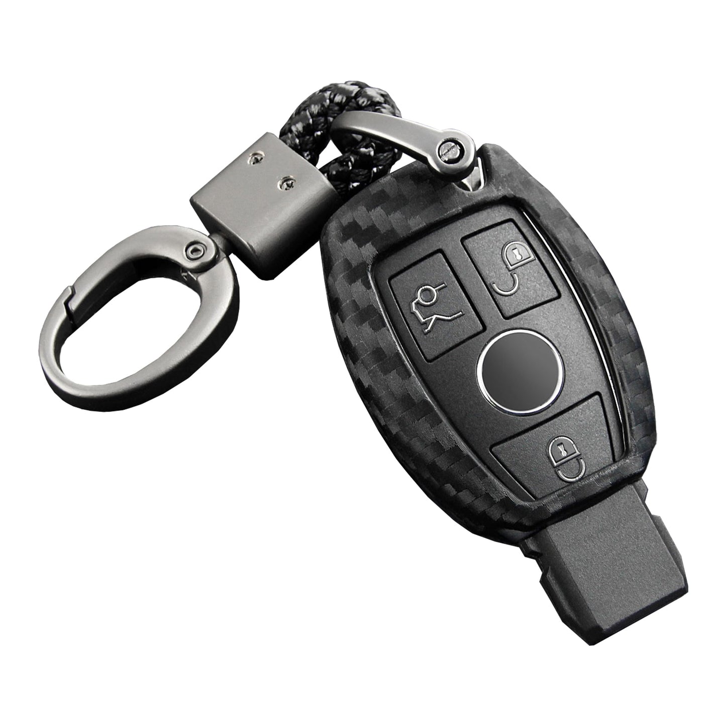 Leather Silicone Car Key Case Cover With Buckle For Mercedes-Benz