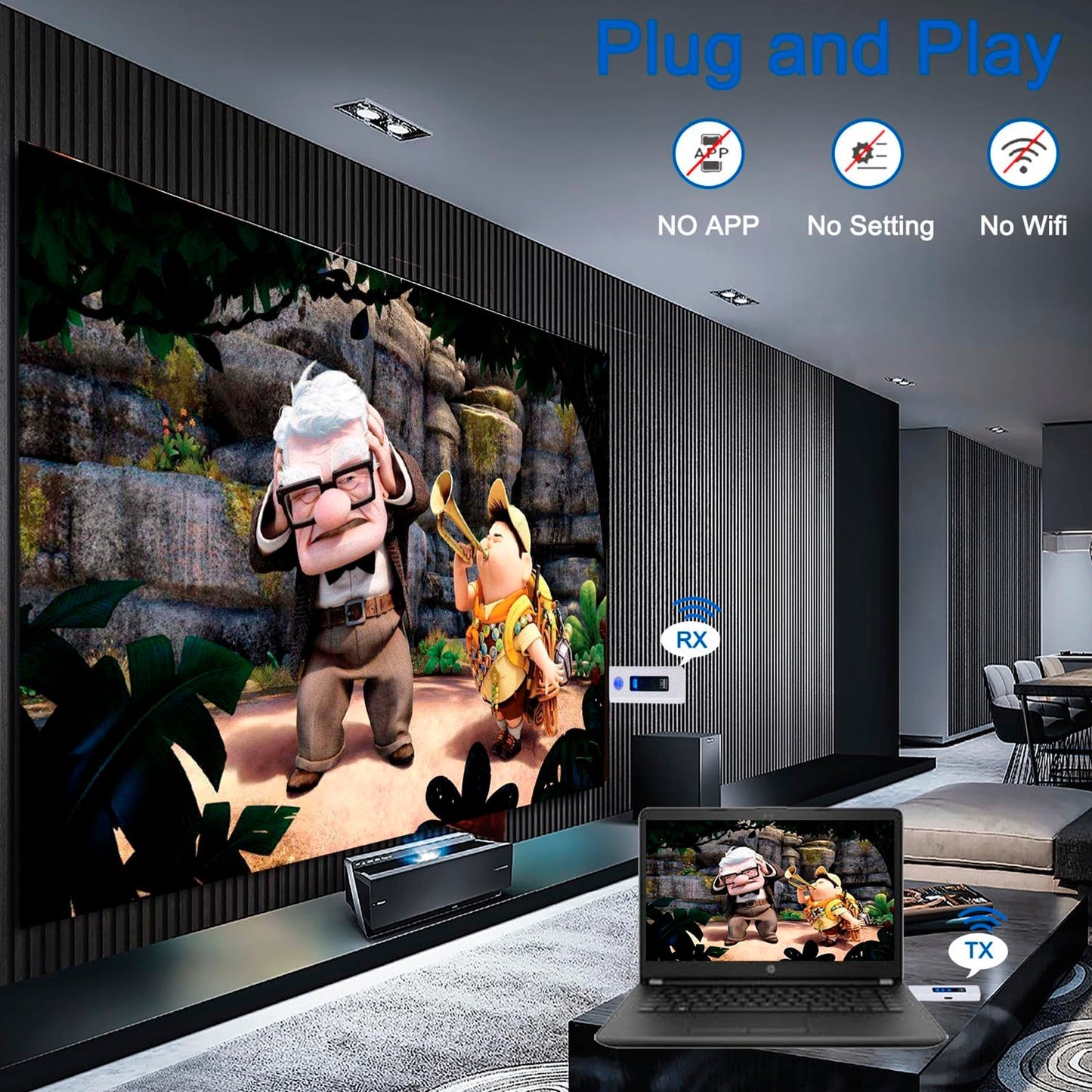 HDMI Wireless Same Screen Projector HD 1080P 50M Video Transmitter Receiver