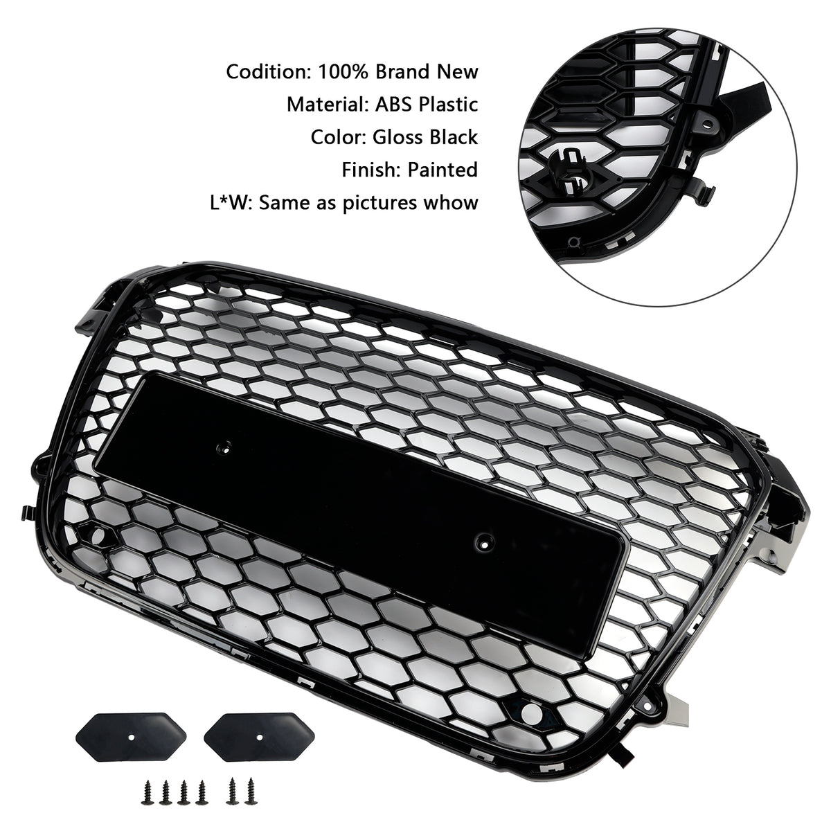 Gloss Black Front Honeycomb Bumper Grill Grille Fit Audi A1 S1 2010-2014