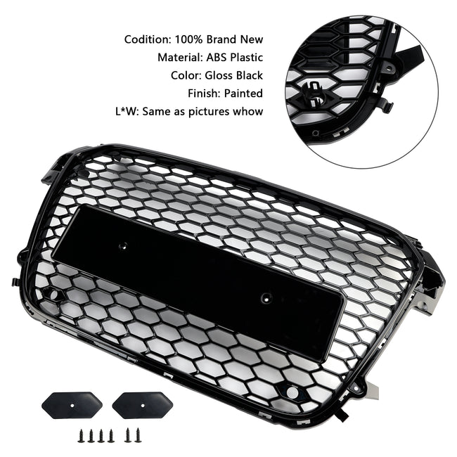 Gloss Black Front Honeycomb Bumper Grill Grille Fit Audi A1 S1 2010-2014