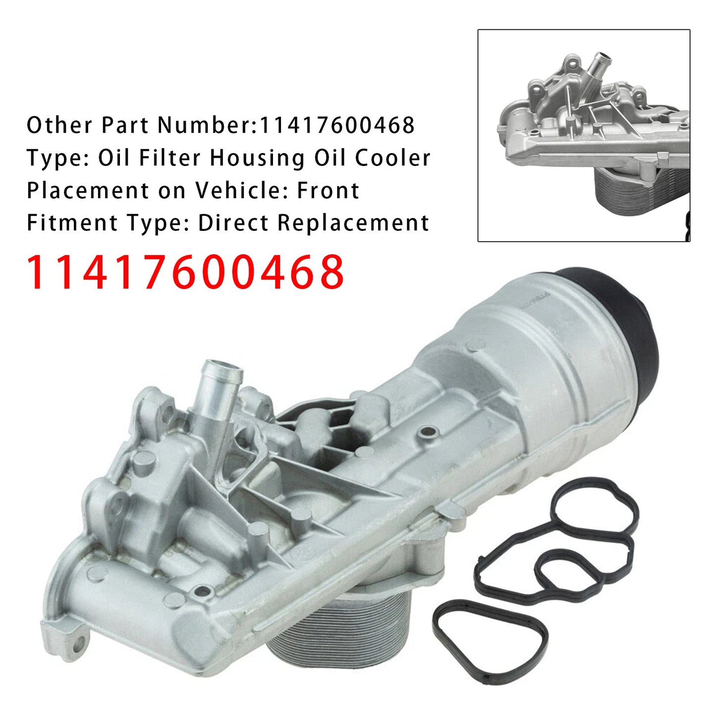 2012-2015 BMW 3 Series Left Hand Drive F30 Engine Oil Cooler Filter Housing 11417600468