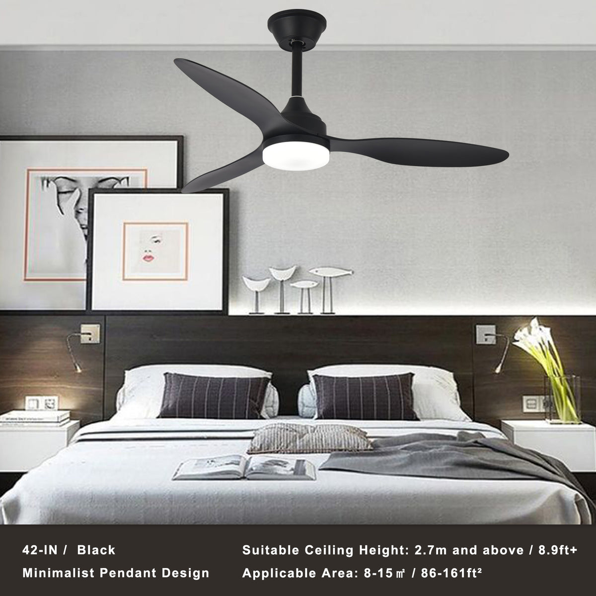 42" Pendant Ceiling Fan with Light