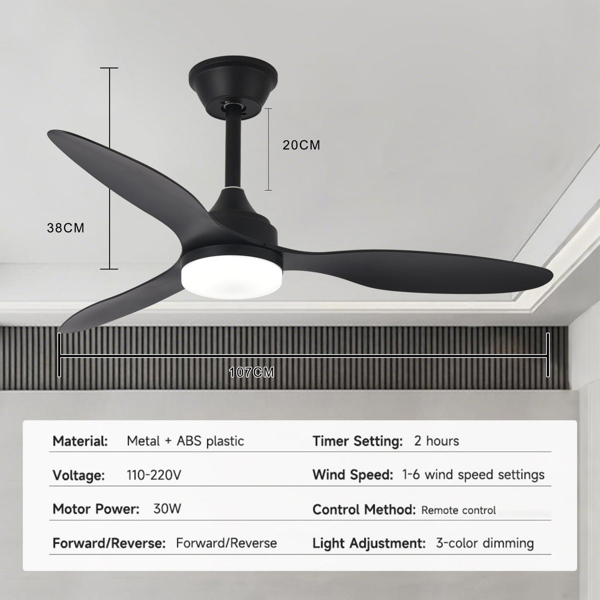 42" Pendant Ceiling Fan with Light