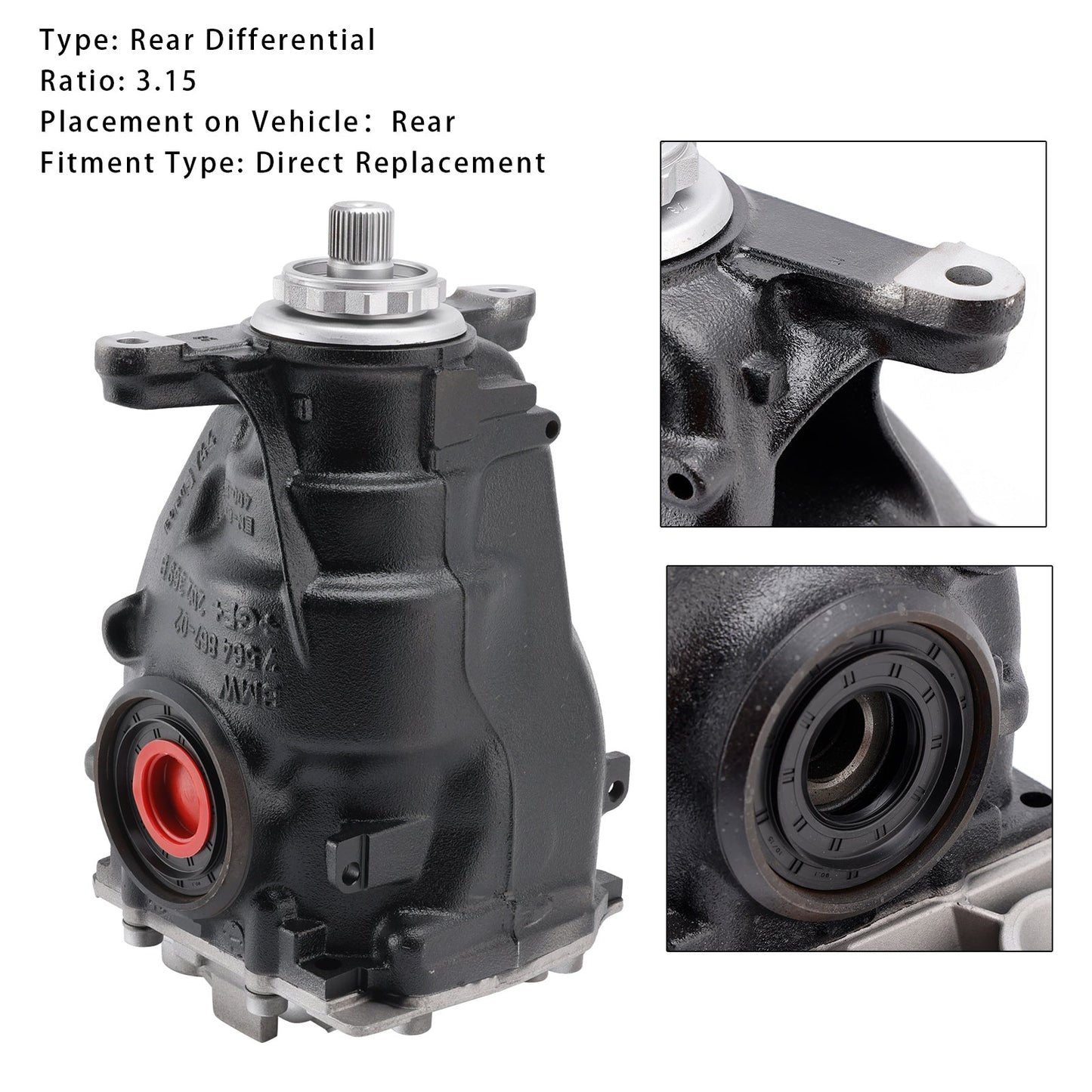 2016 BMW X6 sDrive35i, xDrive35i 3.0L L6 Rear Differential Assembly 3.15 Ratio 33107636992