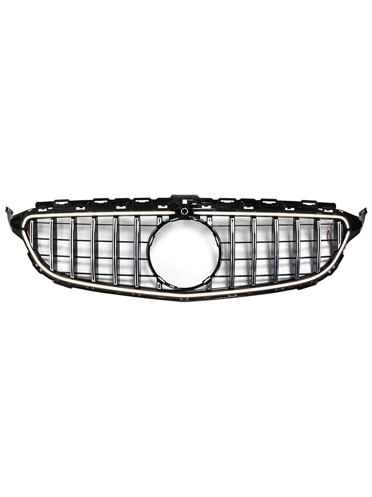 2015-2021 Mercedes W205 C250 C300 W/LED Chrome Front Bumper Grill Grille