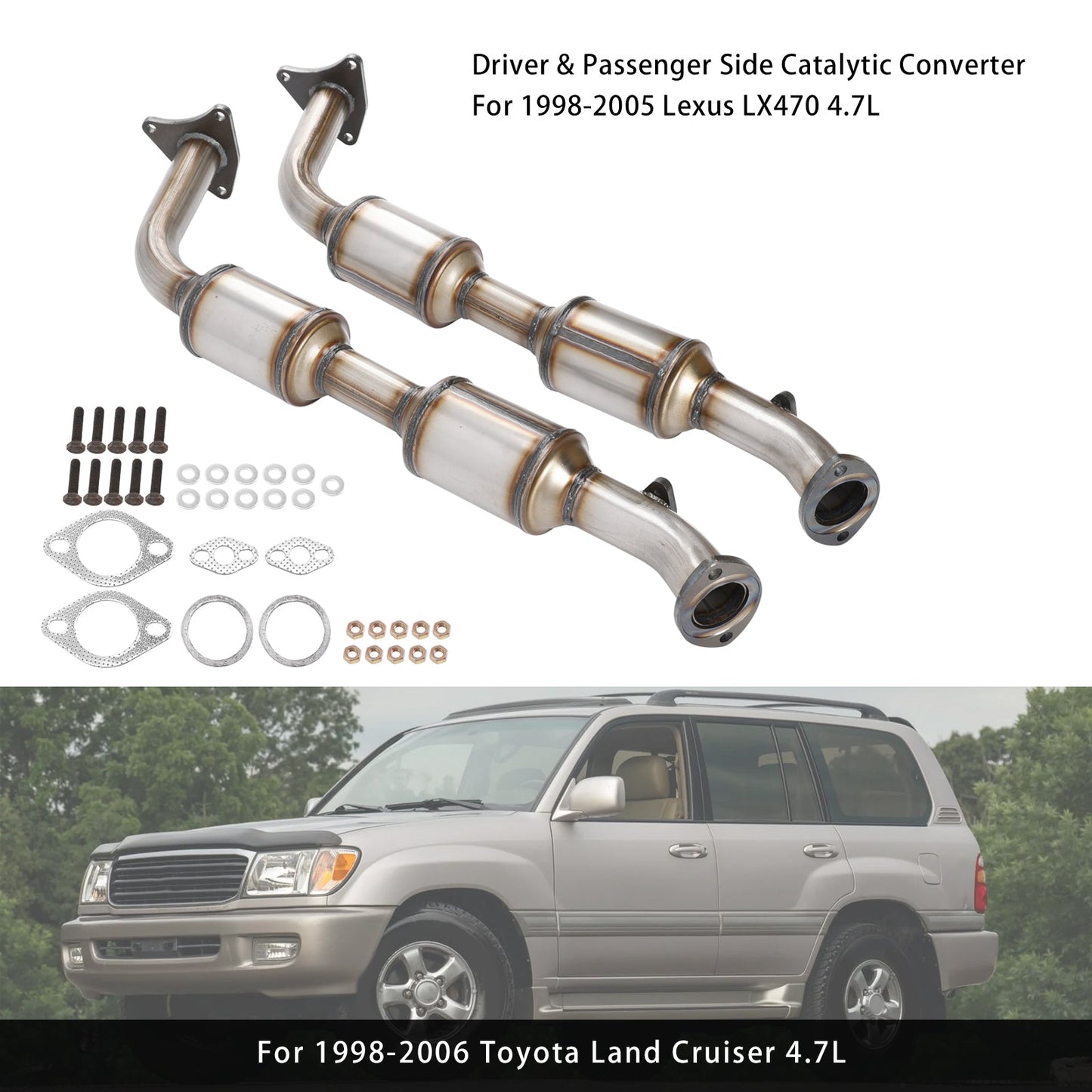 Driver & Passenger Side Catalytic Converter For 98-06 Lexus LX470 Toyota Land Cruiser 4.7L